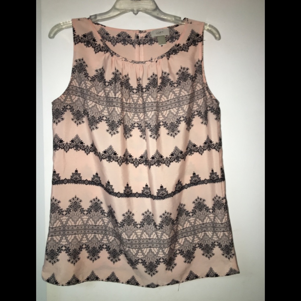 Loft Pink and Black Sleeveless Blouse Sz M